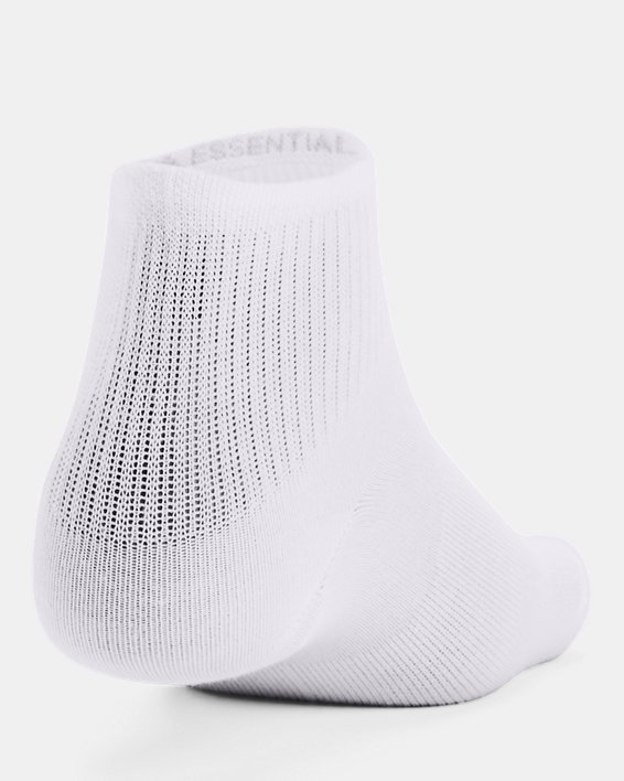 Kids' UA Essential 3-Pack Quarter Socks in White image number 2